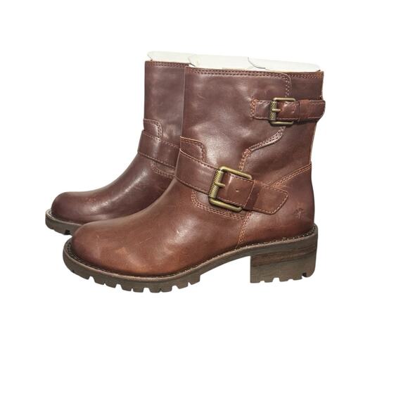 New! Lucky Brand Taini Moto Leather Biker Buckle Strap Combat Bootie - Size 6.5 - Picture 3 of 15